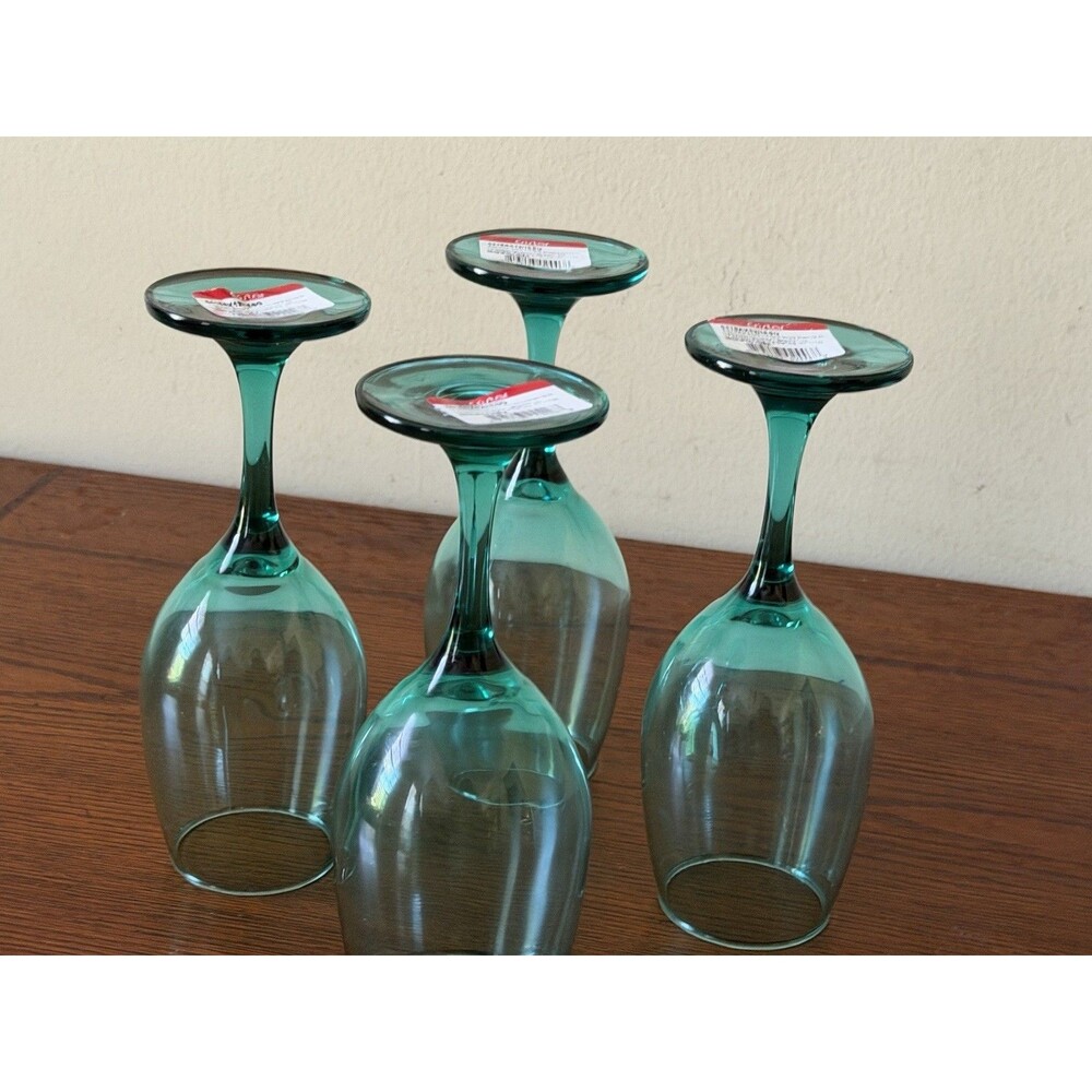 Cristar Rioja Wine Glasses Smoke Green 8" 12oz Goblets Set of 4 - Picture 5 of 11